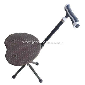 Adjustable Walker Foldable Crutch Chair Walking Stick Portable Cane with Seat and LED light